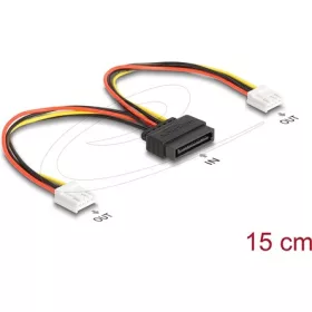   Delock SATA tápkábel 15 tűs apa - 2 db. Floppy 4 tűs anya 15 cm