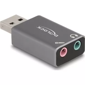   Delock Külső USB hangkártya 2 x 3,5 mm-es sztereo jack Plug & Play audio adapterrel személyi számítógépekhez, laptopokho