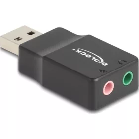   Delock Külső USB hangkártya 2 x 3,5 mm-es sztereo jack Plug & Play audio adapterrel személyi számítógépekhez, laptopokho