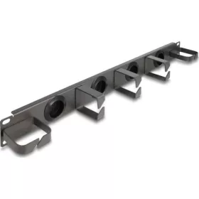   Delock 19  kábelrendező router panel 4 gumírozott kábelbemenettel és 5 fény hurokkal 1U sötétszürke