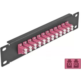   Delock 10  üvegszálas patch panel 12 portos LC Duplex ibolya 1U fekete