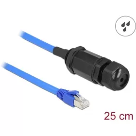   Delock CAT6 UTP -> CAT6 UTP M/F adatkábel 0.25m kék IP68 tömszelencével