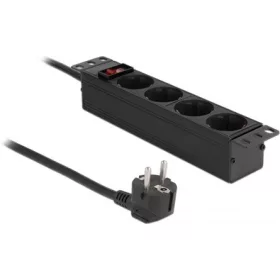   Delock 66817 Wall Mountable 4db villásdugó CEE 7/7 (EU) elosztó 1.5m fekete + 1U 10" mounting bracket