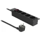 Delock 66817 Wall Mountable 4db villásdugó CEE 7/7 (EU) elosztó 1.5m fekete + 1U 10" mounting bracket
