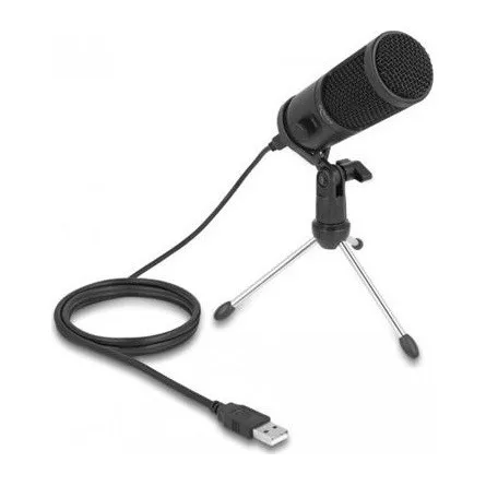 Delock USB-s kondenzátor mikrofon állvánnyal személyi számítógéphez és laptophoz, 24 Bit / 192 kHz