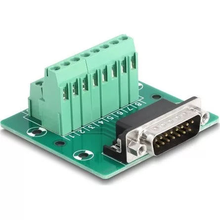 Delock D-Sub 15 tűs apa - Terminal Block DIN sínhez
