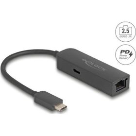   Delock Szürke USB Type-C  adapter tápellátó portos 2,5 Gigabit LAN-hez 100 watt