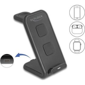   Delock vezeték nélküli töltő 3 az 1-ben 2 töltőtekerccsel 5 W / 5 W / 15 W
