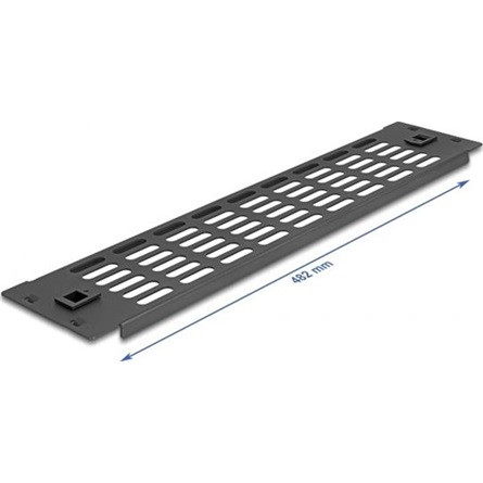Delock 19  hálózati kabinet panel szellőző nyílásokkal eszköz nélkül beszerelhető 2U fekete