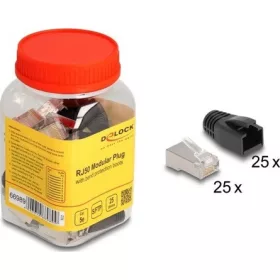   Delock RJ50 Moduláris apa csatlakozó Cat.5e hajlításvédő védőburkolattal 25 db-os szett