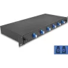 Delock 19  optikai szálösszefűző doboz 6 db. LC Duplex OS2 1U teljes elrendezés kész az összefűzésre