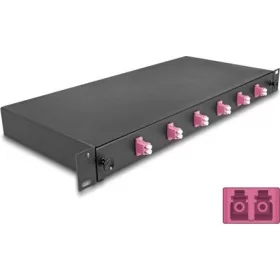   Delock 19  optikai szálösszefűző doboz 6 db. LC Duplex OM4 1U teljes elrendezés kész az összefűzésre