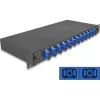 Delock 19  optikai szálösszefűző doboz 12 db. SC Duplex OS2 1U teljes elrendezés kész az összefűzésre