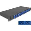 Delock 19  optikai szálösszefűző doboz 12 db. SC Duplex OS2 1U teljes elrendezés kész az összefűzésre