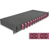 Delock 19  optikai szálösszefűző doboz 12 db. SC Duplex OM4 1U teljes elrendezés kész az összefűzésre