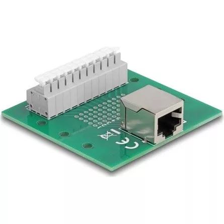 Delock RJ50 anya - Terminal block nyomógombbal DIN sínhez