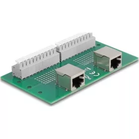   Delock RJ50 2 db. anya - 2 db. Terminal block nyomógombbal DIN sínhez