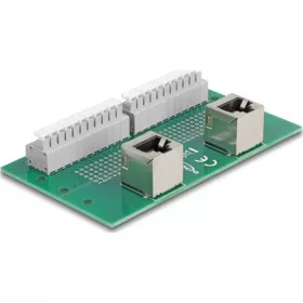   Delock RJ50 2 db. anya - 2 db. Terminal block nyomógombbal hajlított DIM sínhez