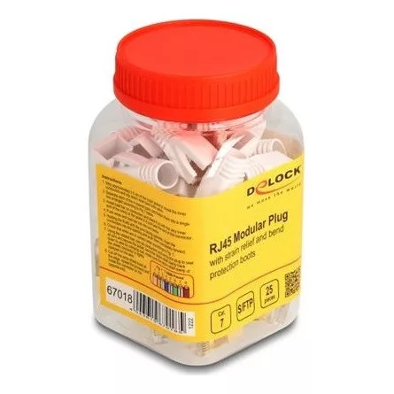 Delock RJ45 CAT7 S/FTP csatlakozó dugó fehér törésgátlóval, 25db