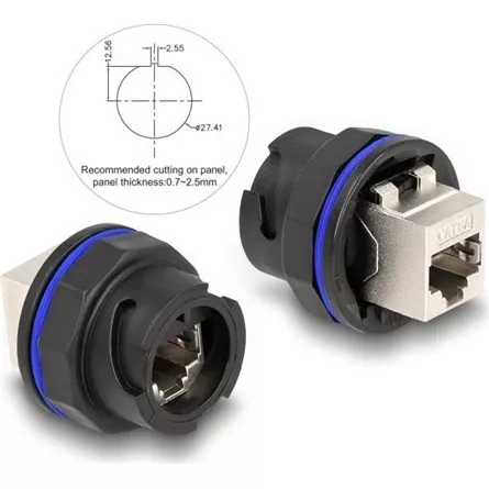 Delock RJ45 Cat.6A beépített csatlakozó fekete