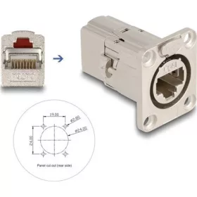   Delock D-típusú RJ45 beépített csatlakozó Cat.6A STP fém