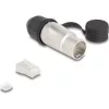 Delock RJ45 moduláris dugasz Cat.6A átvezető csatolóval és védősapkával IP66 por- és vízbiztos