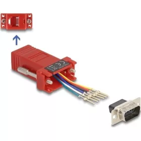   Delock D-Sub 9-tűs dugó   RJ12 anya összekötő adapter piros