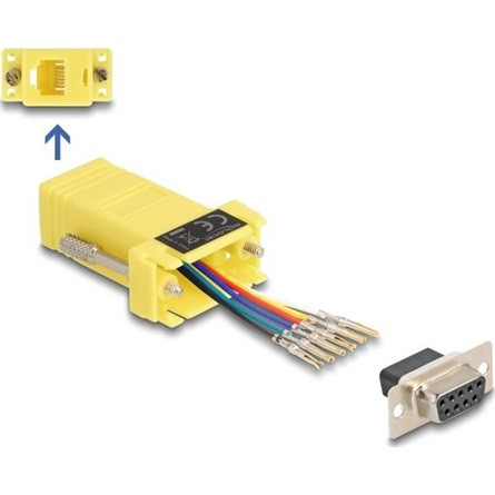Delock D-Sub 9-tűs anya   RJ12 anya összekötő adapter sárga
