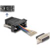 Delock D-Sub 15-tűs anya   RJ12 anya összekötő adapter fekete