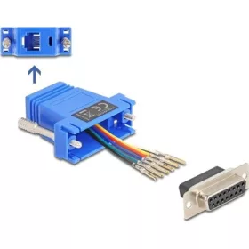   Delock D-Sub 15-tűs anya   RJ12 anya összekötő adapter kék