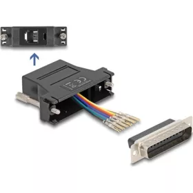   Delock D-Sub 25-tűs dugó   RJ12 anya összekötő adapter fekete