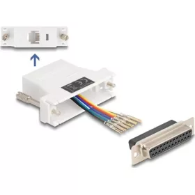   Delock D-Sub 25-tűs anya   RJ12 anya összekötő adapter fehér