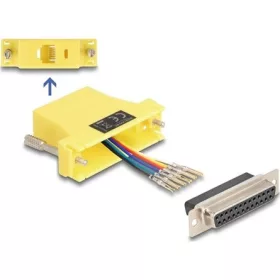   Delock D-Sub 25-tűs anya   RJ12 anya összekötő adapter sárga