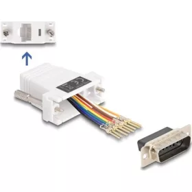   Delock D-Sub 15-tűs dugó   RJ45 anya összekötő adapter fehér