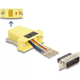  Delock D-Sub 15-tűs dugó   RJ45 anya összekötő adapter sárga