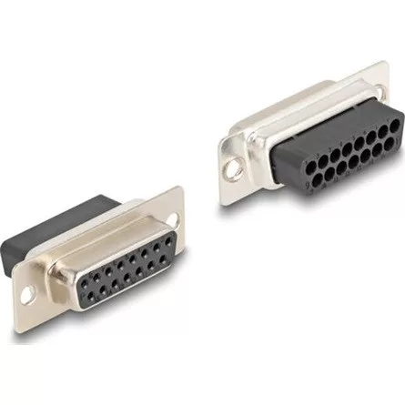 Delock D-Sub 15-tűs anya   RJ45 anya összekötő adapter piros