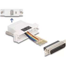   Delock D-Sub 25-tűs dugó   RJ45 anya összekötő adapter fehér