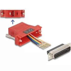   Delock D-Sub 25-tűs dugó   RJ45 anya összekötő adapter piros