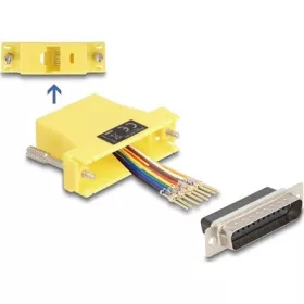   Delock D-Sub 25-tűs dugó   RJ45 anya összekötő adapter sárga