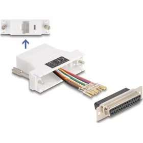   Delock D-Sub 25-tűs anya   RJ45 anya összekötő adapter fehér