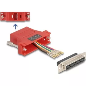   Delock D-Sub 25-tűs anya   RJ45 anya összekötő adapter piros
