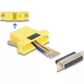   Delock D-Sub 25-tűs anya   RJ45 anya összekötő adapter sárga