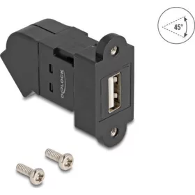   Delock USB 2.0 A-típusú panel tartó anya   A-típusú anya 45 -ban hajlított fekete