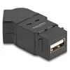 Delock USB 2.0 A-típusú panel tartó anya   A-típusú anya 45 -ban hajlított fekete