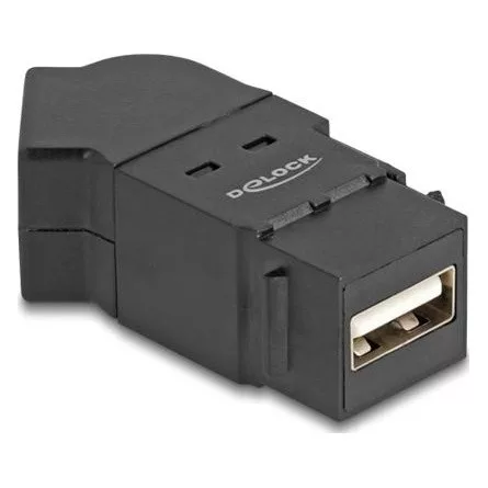 Delock USB 2.0 A-típusú panel tartó anya   A-típusú anya 45 -ban hajlított fekete