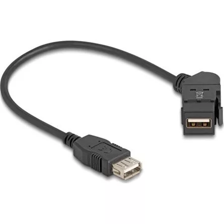 Delock USB 2.0 A-típusú panel tartó anya 45 -ban hajlított   A-típusú anya 30 cm kábellel fekete