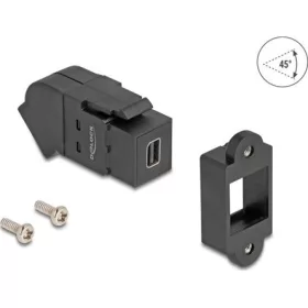   Delock Mini DisplayPort panel tartó anya - DisplayPort anya 45 -ban hajlított 8K 30 Hz fekete