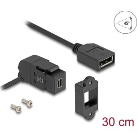   Delock Mini DisplayPort panel tartó anya - DisplayPort anya 45 -ban hajlított 30 cm kábellel 8K 30 Hz fekete