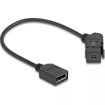 Delock Mini DisplayPort panel tartó anya - DisplayPort anya 45 -ban hajlított 30 cm kábellel 8K 30 Hz fekete