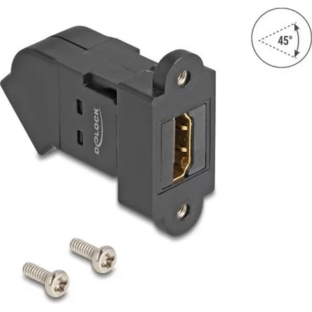 Delock HDMI panel tartó anya - HDMI anya 45 -ban hajlított 8K 60 Hz fekete